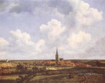 Jacob van Ruisdael Painting - paisaje con iglesia y pueblo jacob isaakszoon van ruisdael